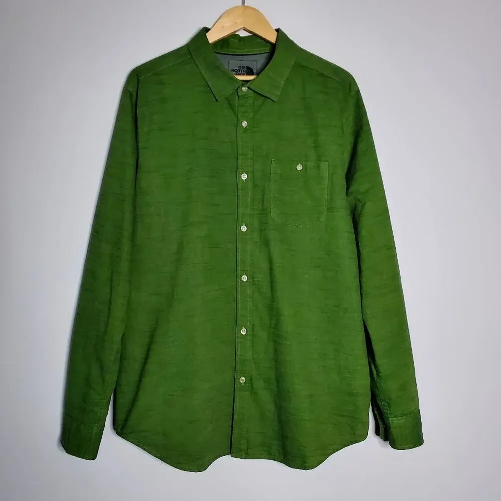 The North Face bright Green button up casual long sleeve shirt - Size XL